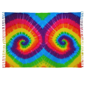 Spiral Tie-Dye Sarong with Fringe